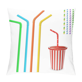 Personality  Plastic Fastfood Cup For Beverages With Straw. Pillow Covers