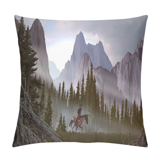 Personality  Cowboy In The Rockies Pillow Covers