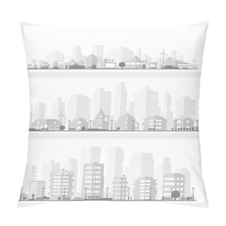 Personality  Paper Material Style Ecological City, Two Banners Pillow Covers