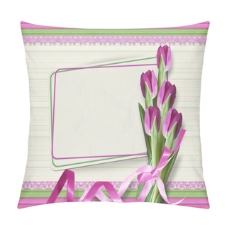 Personality  Bouquet Of Pink Tulips With A Card Pillow Covers