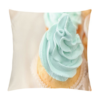 Personality  Tasty Cupcake On Plate Pillow Covers