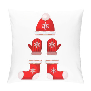 Personality  Christmas Clothes In Flat Design. Vector Illustration Pillow Covers