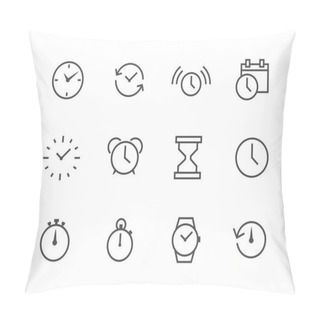 Personality  Thin Line Simple Icon Set Related To Time Pillow Covers