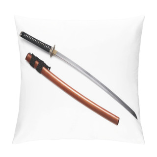 Personality  Japanese Sword And Scabbard With White Background Pillow Covers