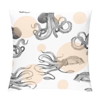 Personality  Watercolor Squid, Octopus Pillow Covers