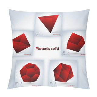 Personality  Red Set Of Geometric Shapes, Platonic Solids Pillow Covers