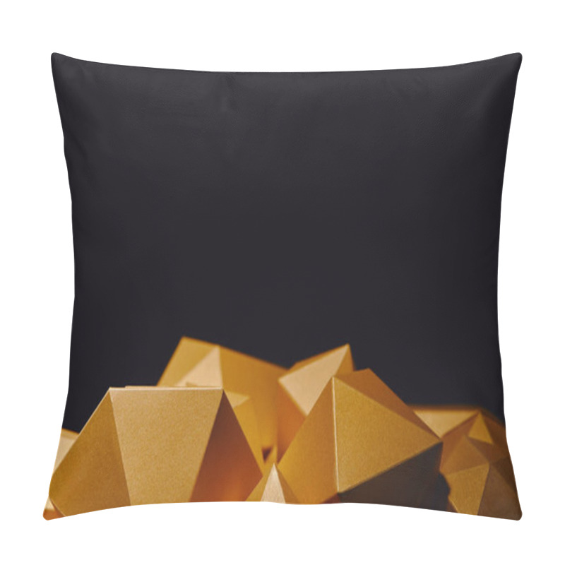 Personality  Close-up View Of Faceted Golden Nuggets Isolated On Black Background Pillow Covers