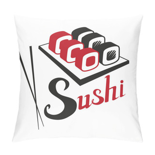 Personality  Sushi Logo. Realistic Sushi Illustration. Dish Of Traditional Japanese Cuisine. Vector Graphics To Design. Pillow Covers