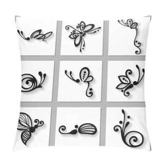 Personality  Vector Set Of Stylized Ornamental Insects With Long Shadow Pillow Covers