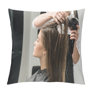 Personality  Hairdresser Drying Hair Of Woman Pillow Covers
