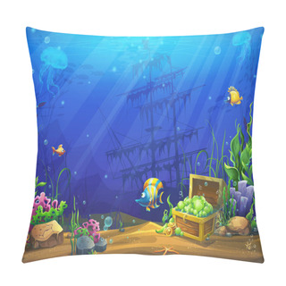 Personality  Vector Illustration Of The Underwater Ocean Pillow Covers