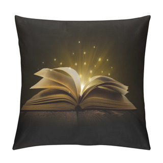 Personality  Image Of Opened Magic Book With Magic Lights Pillow Covers