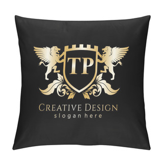 Personality  TP Letter Initial With Lion Royal Logo Template Pillow Covers