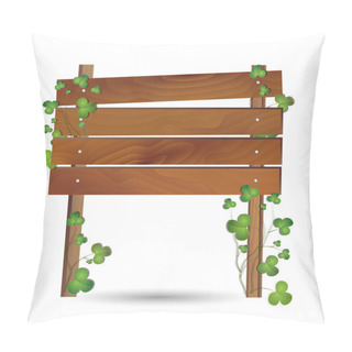 Personality  Illustration Of A Wooden Board Surrounded By Clovers Pillow Covers