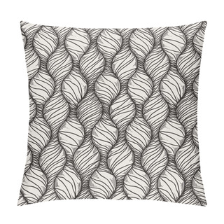 Personality  Decorative Vector Seamless Wave Pattern. Endless Illustration With Abstract Doodle Streams Pillow Covers