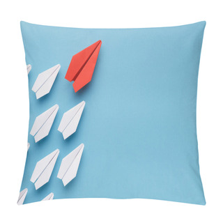 Personality  Blue Paper Boat Leading Among White Ships Pillow Covers
