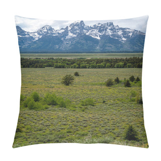 Personality  Teton Point Turnout View At Grand Teton National Park, Of The Beautiful, Rugged Mountains In Wyoming Pillow Covers