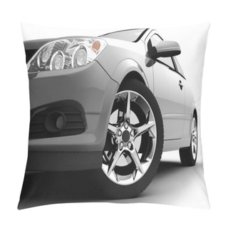 Personality  Silver Car On A White Background Pillow Covers
