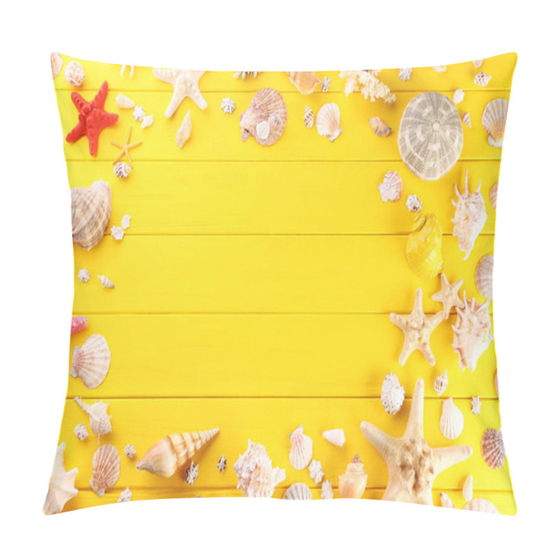 Personality  Seashells frame on yellow  pillow covers