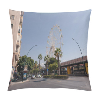 Personality  View Of Spanish Street With Ferris Wheel Pillow Covers