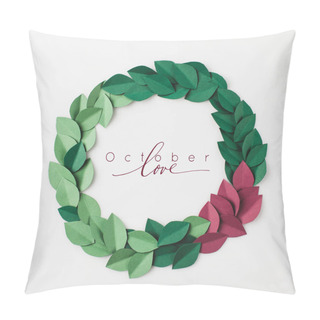 Personality  Round Frame Of Green Paper Leaves Pillow Covers