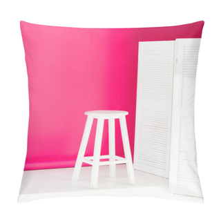 Personality  White Painted Room Divider And Chair With Bright Pink Wallpaper At Background Pillow Covers