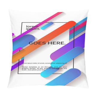 Personality  Vector Background With Paper Card And Abstract Colorful Shapes. Trendy Neon Lines And Circles Wallpaper In A Modern Material Design Style. Pillow Covers