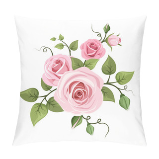 Personality  Pink Roses. Vector Illustration. Pillow Covers