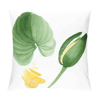 Personality  Yellow Lotus Flower Isolated On White. Watercolor Background Illustration. Watercolour Drawing Fashion Aquarelle Isolated Lotus Illustration Element Pillow Covers