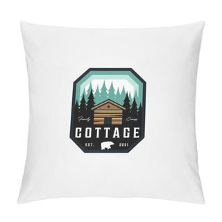 Personality  Adventure Cottage Emblem Logo Patch Vector Illustration Design Pillow Covers