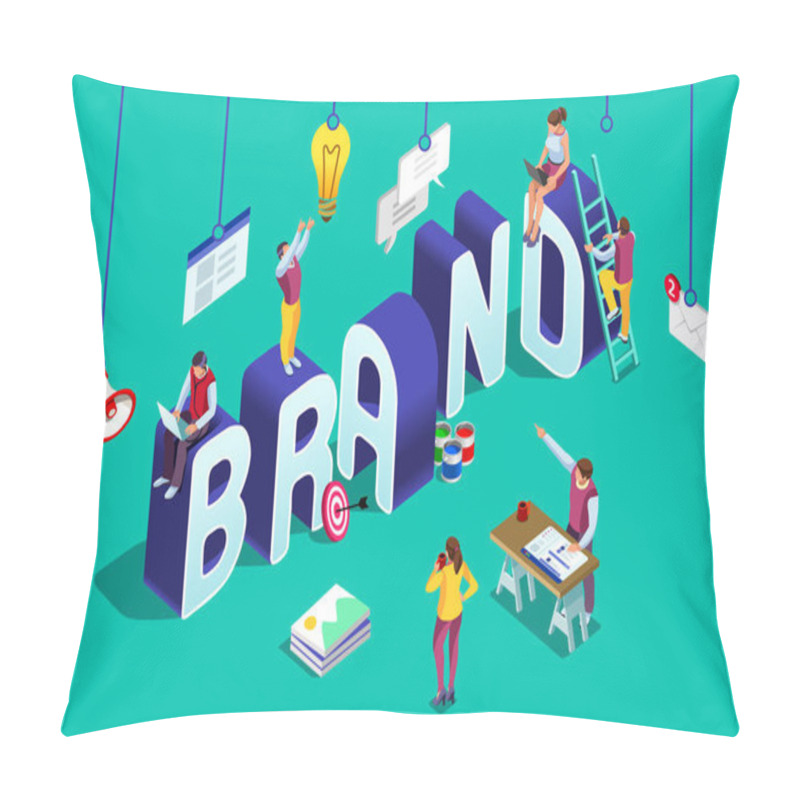 Personality  Brand Vector Text Isometric Logo Pillow Covers