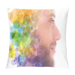 Personality  A Portrait Combined With A Digital Illustration Pillow Covers