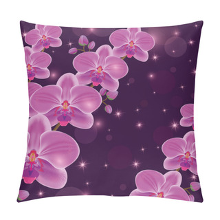 Personality  Bright Invitation Or Greeting Card With Orchids Pillow Covers