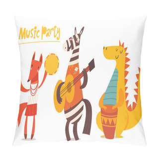 Personality  Music Party , Wild Animals Cartoon  Pillow Covers
