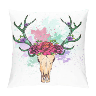 Personality  Deer Bohemian Head Watercolor Pillow Covers