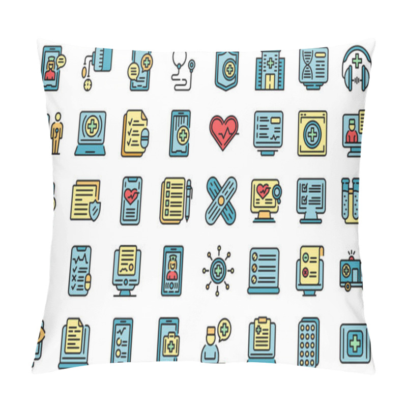 Personality  Online Medical Consultation Icons Set Vector Flat Pillow Covers