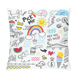 Personality  Set Of Colorful Doodle Pillow Covers