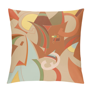 Personality  Artistic Abstract Vector. Poster With Fancy Curved Shapes In Graffiti Wall Style. Cubism Art Design Elements. Modern Mystic Natural Spiritual Idea. Futuristic Geometry In Hand Drawing Line. Pillow Covers