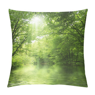 Personality  Sunbeam In Green Forest With Water Pillow Covers