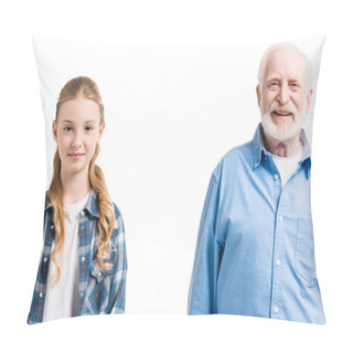 Personality  Grandfather And Granddaughter Posing  Pillow Covers