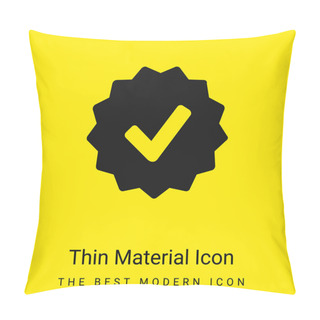 Personality  Approval Symbol In Badge Minimal Bright Yellow Material Icon Pillow Covers