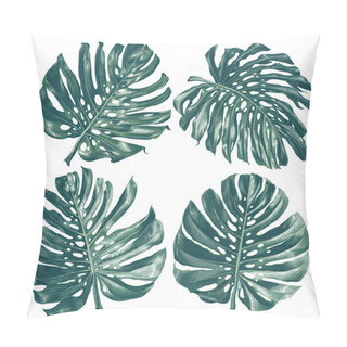 Personality  Vector Tropical Set With Monstera Leaves. Pillow Covers