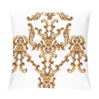 Personality  Golden Baroque Ornament On White Background Pillow Covers