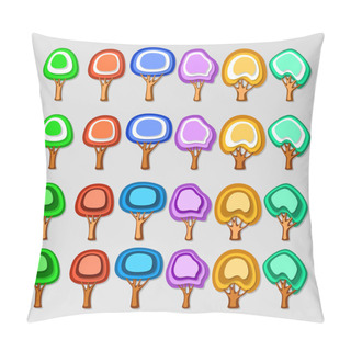 Personality  Icons Of Colorful Trees. Vector Set. Pillow Covers