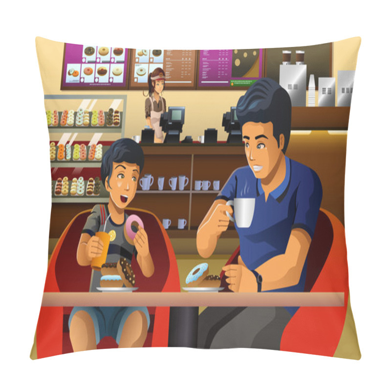 Personality  Father and son eating  breakfast pillow covers