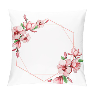 Personality  Delicate Floral Frames With Watercolor Magnolia. Wedding, Holiday Invitation, Card. Pillow Covers