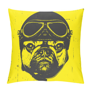 Personality   Dog With Vintage Helmet.  Pillow Covers