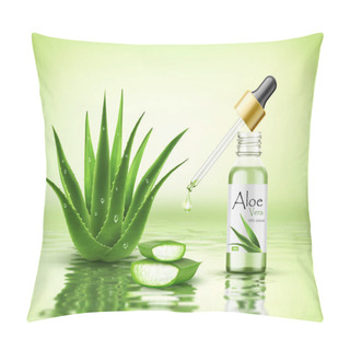 Personality  Aloe Vera Plant With Fresh Drops And Dropper Glass Bottle. Pillow Covers