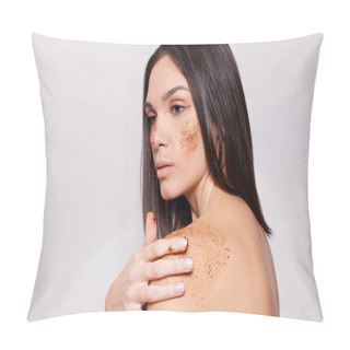 Personality  Beautiful Spa Woman Touching Her Face. Pillow Covers