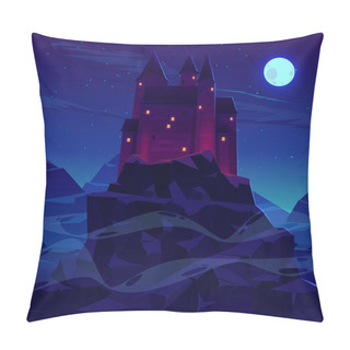 Personality  Ancient Castle Or Fortress In Mountains Vector Pillow Covers